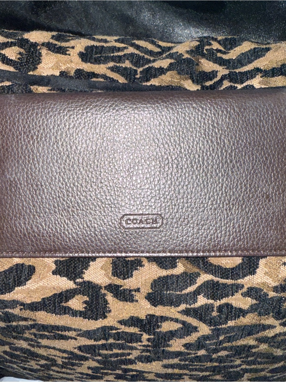 Coach Brown Leather Check Book Cover / Money Holder